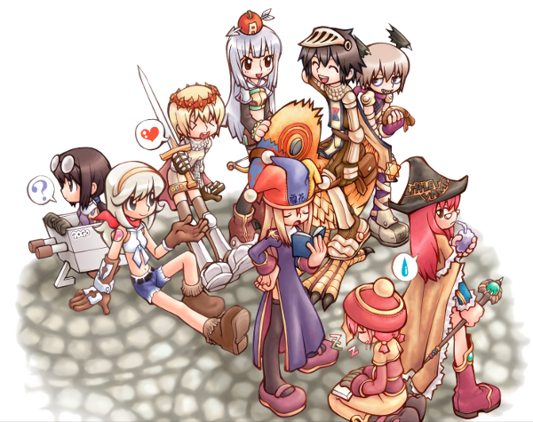 A party of classic Ragnarok Online adventurers resting together